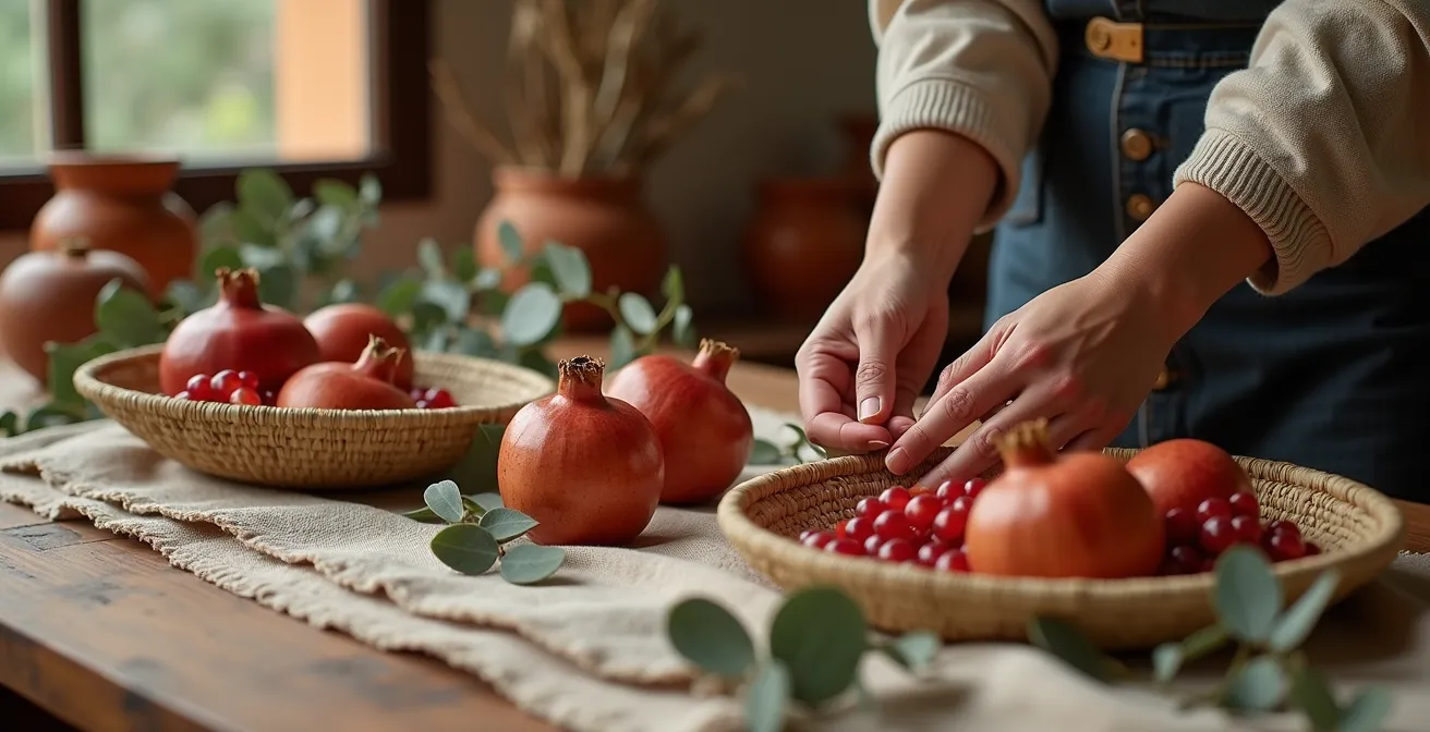 Elementos decorativos naturales y textiles españoles para cambio estacional