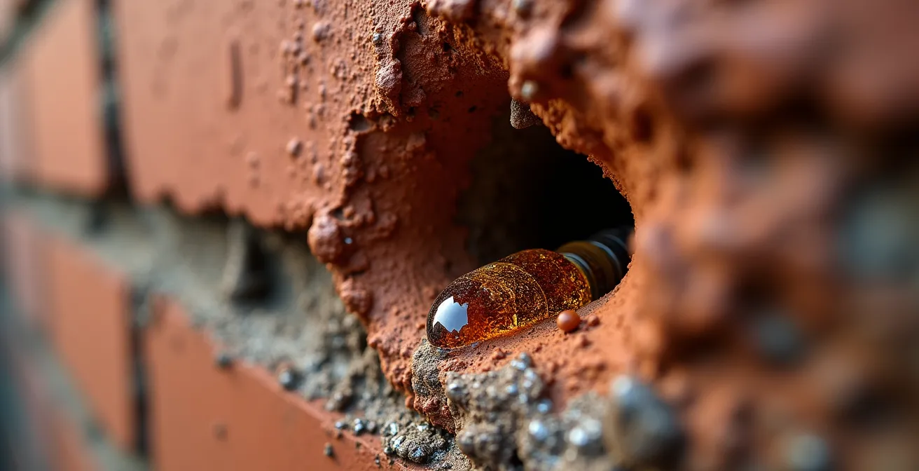 Proceso de inyección de resina en muro con humedad por capilaridad