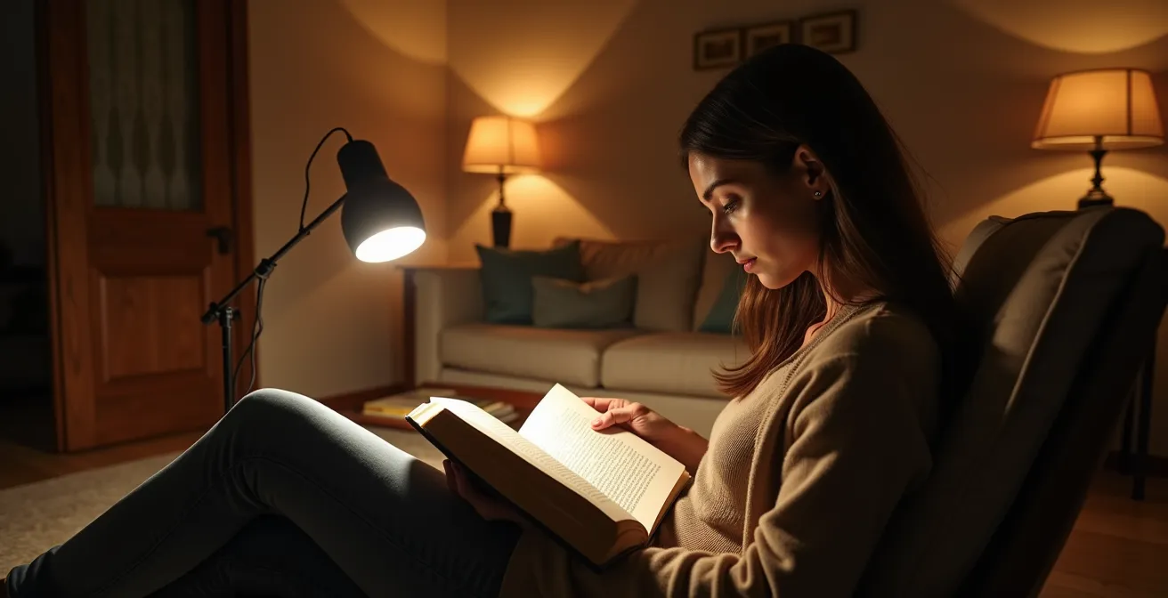 Distribución de zonas de iluminación en salón con diferentes intensidades lumínicas