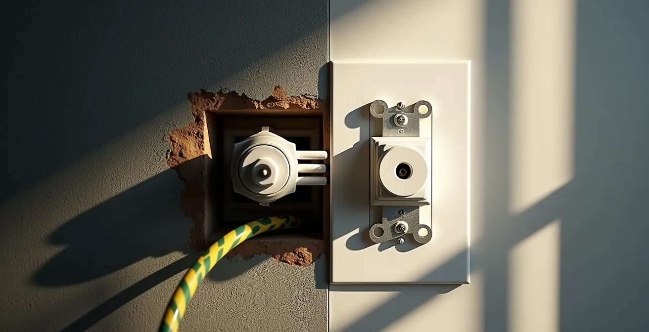 Instalación eléctrica mostrando la importancia de la derivación a tierra